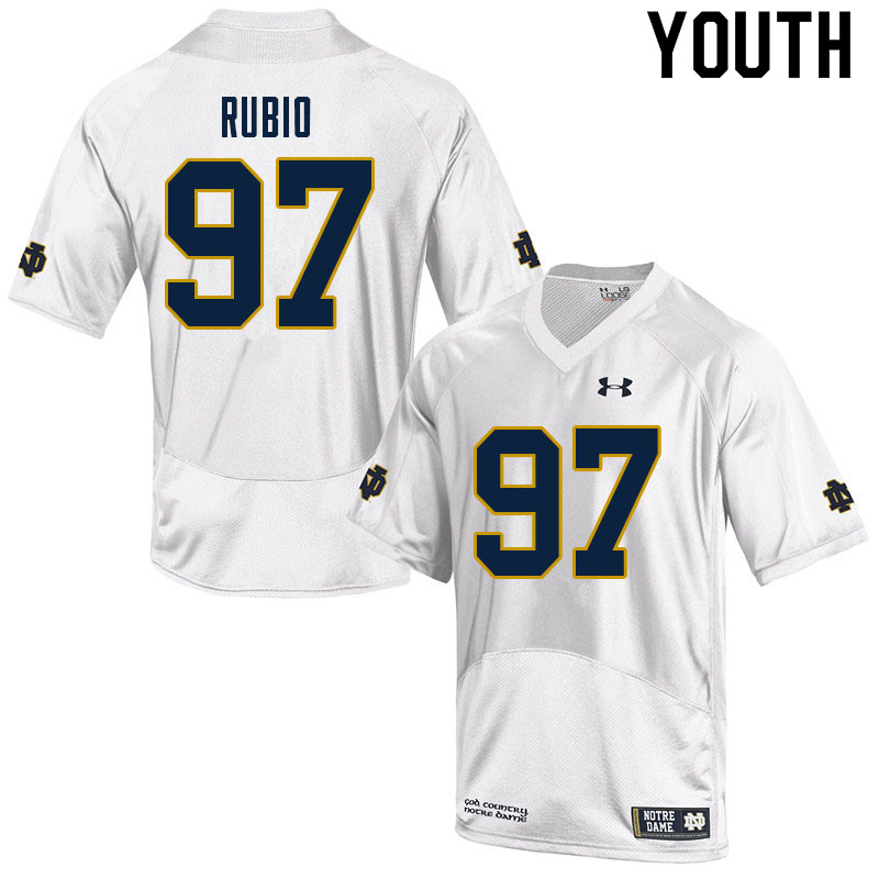 Youth NCAA Notre Dame Fighting Irish #97 Gabe Rubio Stitched College Under Armour Authentic White Football Jersey JO10S26YN